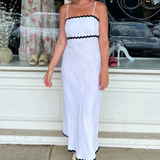 Olivaceous | White Contrast Midi Dress | Sweetest Stitch Boutique