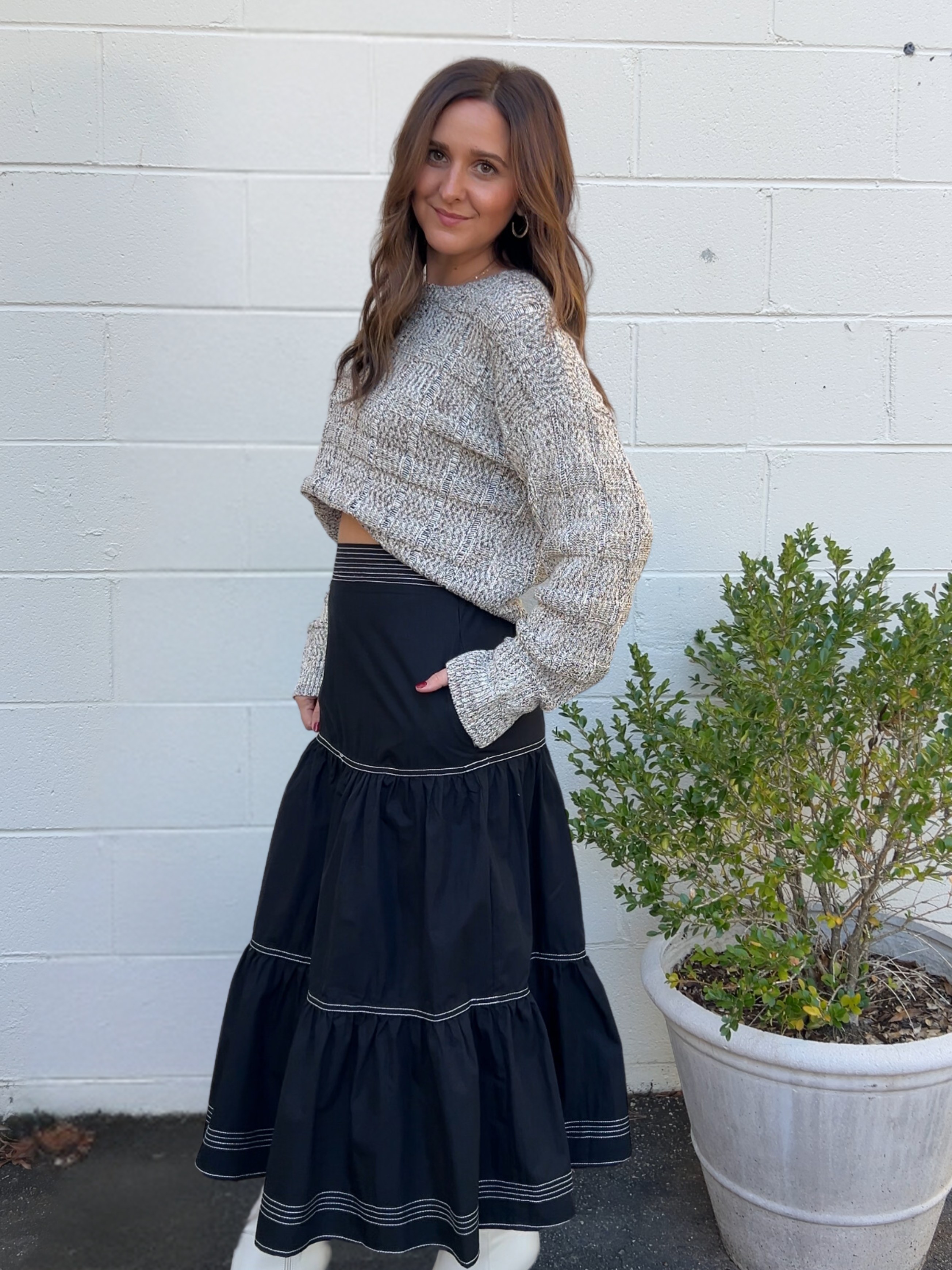 Strut & Bolt | Black Tier Midi Skirt | Sweetest Stitch Boutique