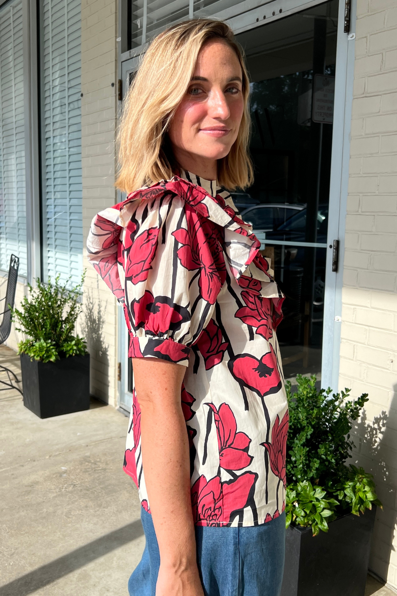 Entro | Red Floral Blouse | Sweetest Stitch Boutique Women