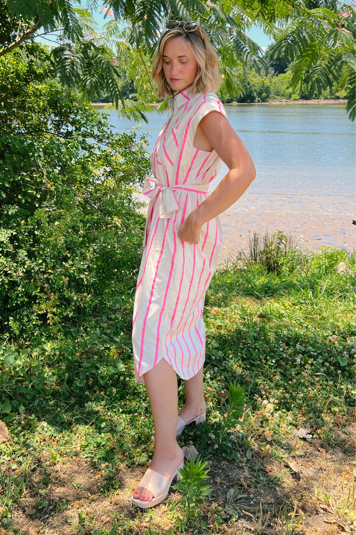 Entro | Striped Midi Shirt Dress | Sweetest Stitch Shop Richmond