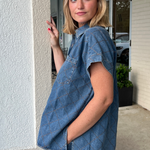 Entro | Quilted Denim Button Down Top | Sweetest Stitch Cute Tops