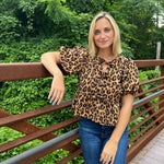 Entro | Run Wild Leopard Peplum Top Camel | Sweetest Stitch