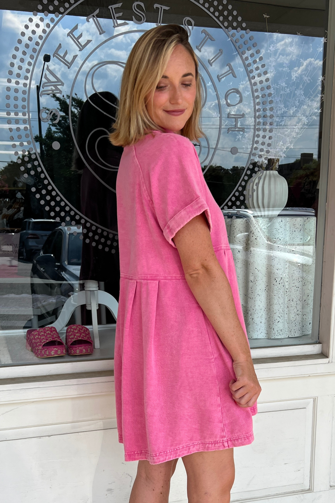 Entro | Pink Denim Babydoll Dress | Sweetest Stitch Boutique
