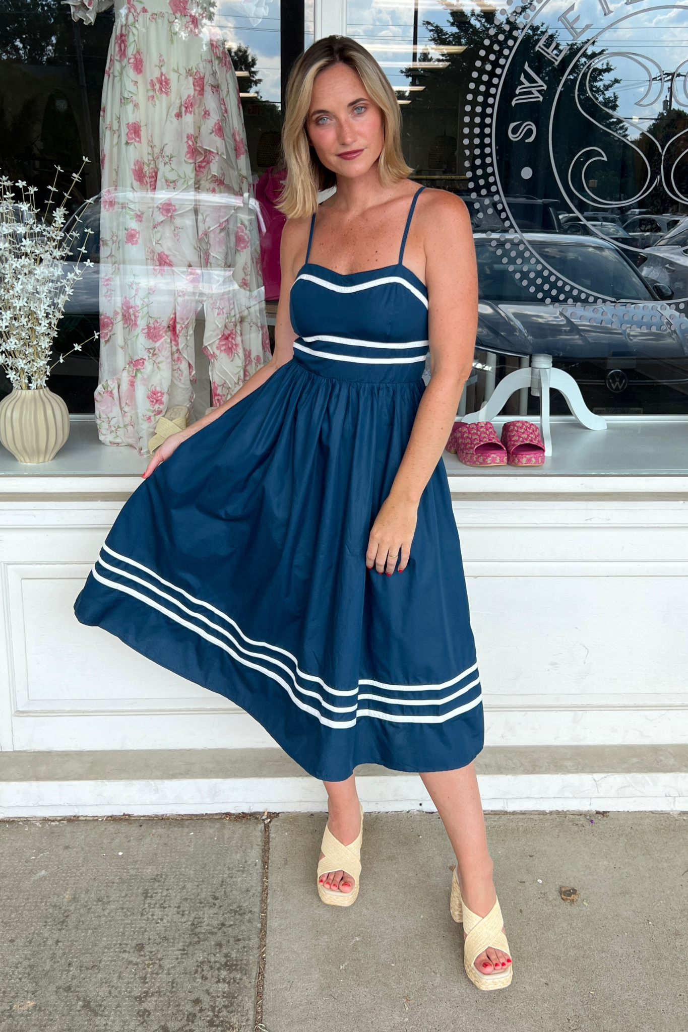 Entro | Navy Midi Dress | Sweetest Stitch Women's Boutique