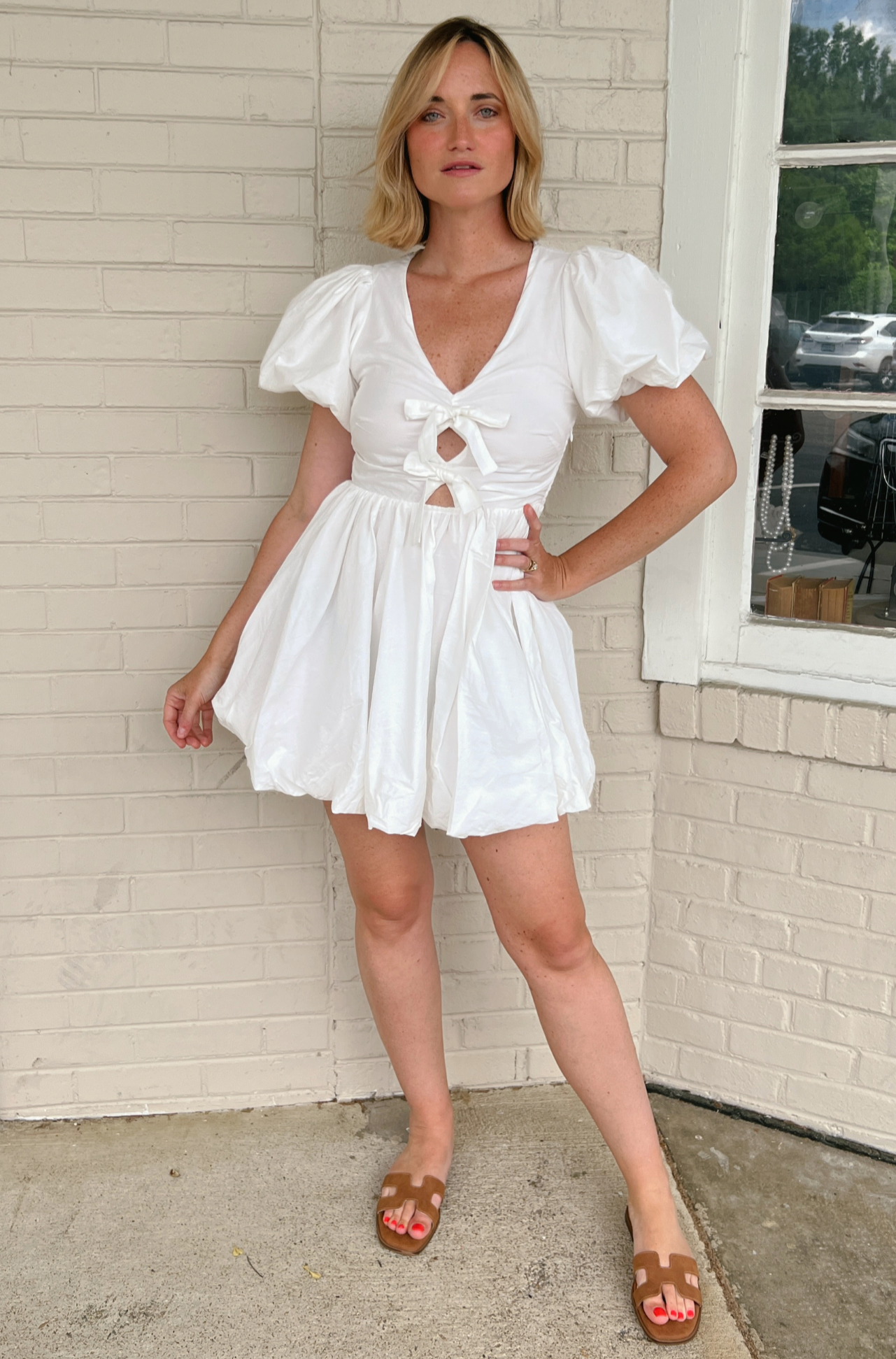 Mable | White Cutout Bubble Hem Dress | Sweetest Stitch Richmond