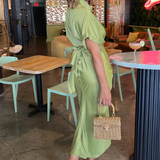 Mable | Green Short Sleeve Midi Dress | Sweetest Stitch Boutique