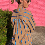 Entro | Brown and Blue Stripe Blouse | Sweetest Stitch Boutique