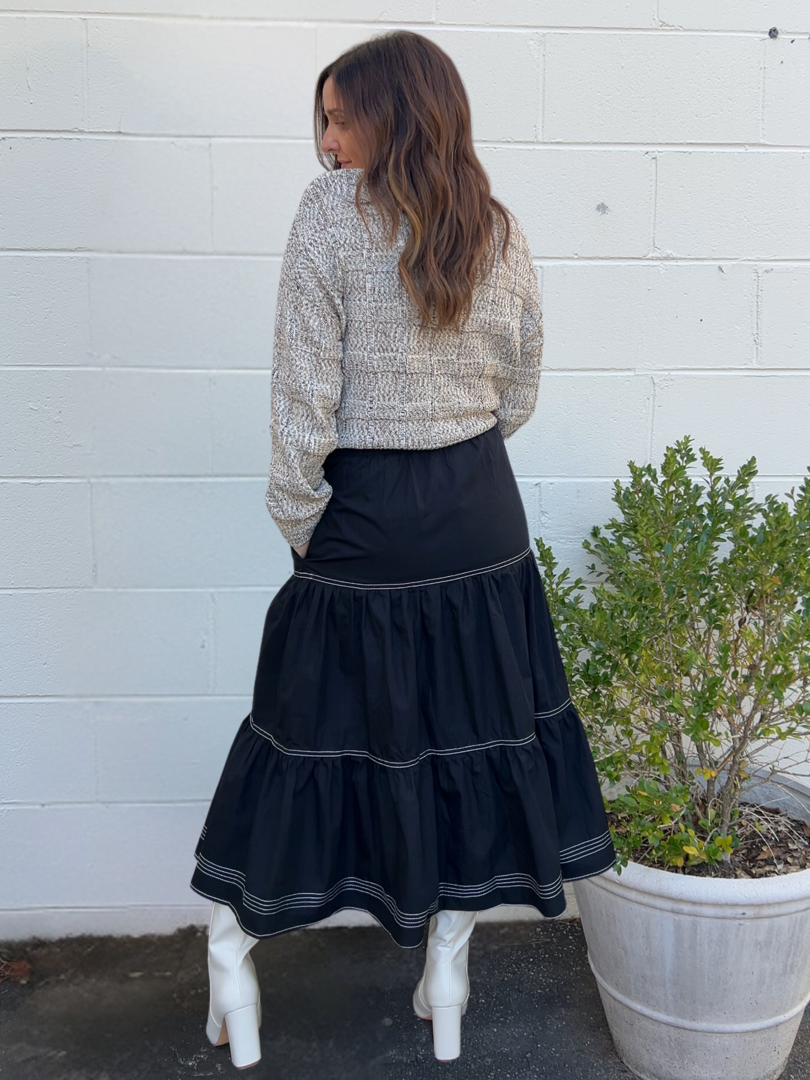 Strut & Bolt | Black Tier Midi Skirt | Sweetest Stitch Boutique