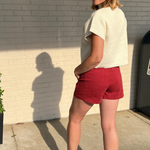 Entro | Rust Denim Pocket Shorts | Sweetest Stitch Cute Shorts