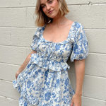 Aureum | Blue Toile Mini Dress | Sweetest Stitch Shop Grad Dresses