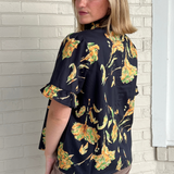 Entro | Black Floral Blouse | Sweetest Stitch Cute Boutique Tops