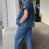 Entro | Quilted Denim Wide Leg Pants | Sweetest Stitch Cute Pants