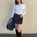 Just Black Denim | Dark Wash Denim Mini Skirt | Sweetest Stitch