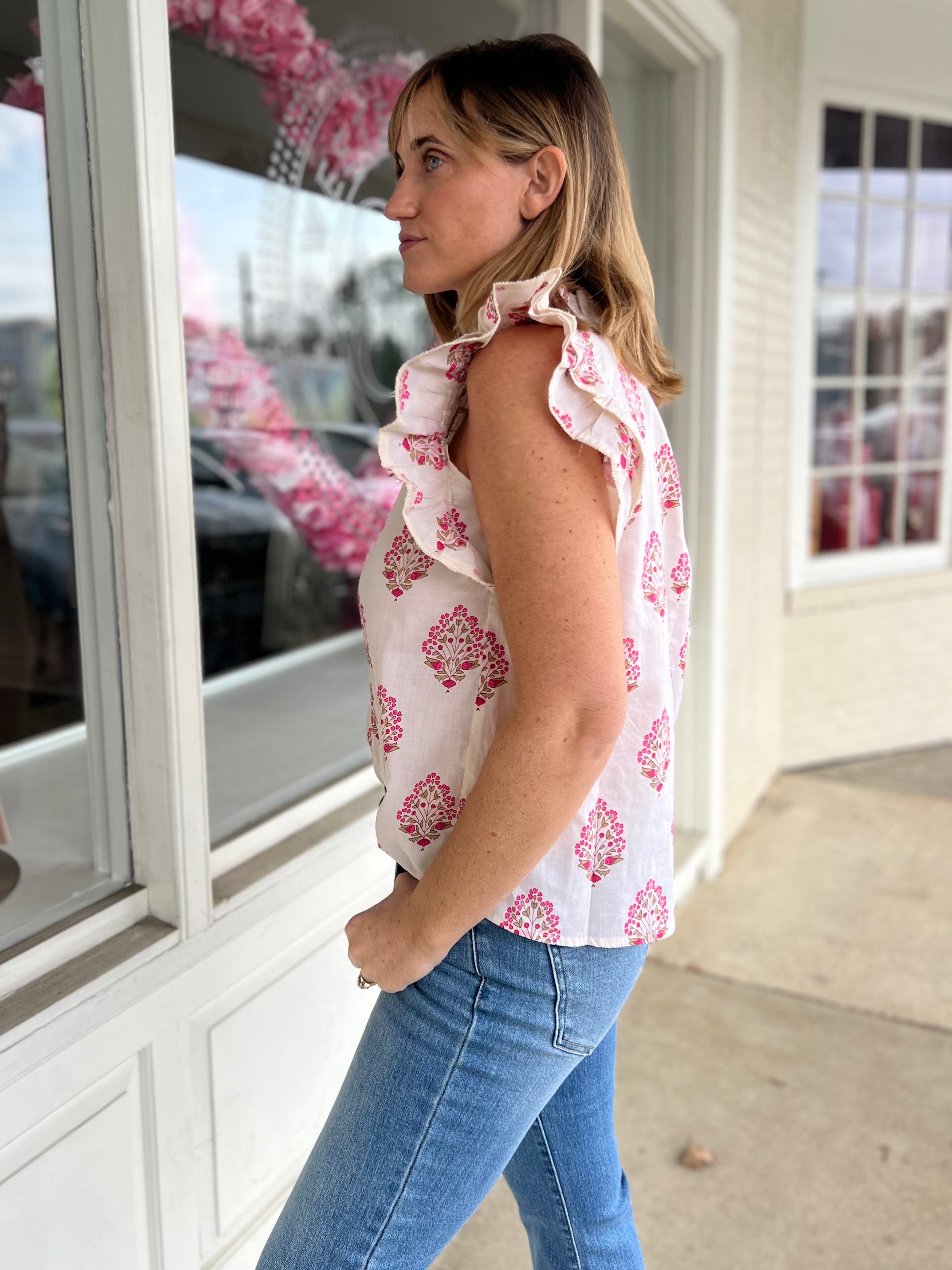 THML | Sophie Floral Ruffle Sleeve Top | Sweetest Stitch