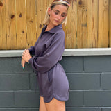 Entro | Long Sleeve Charcoal Romper | Sweetest Stitch 