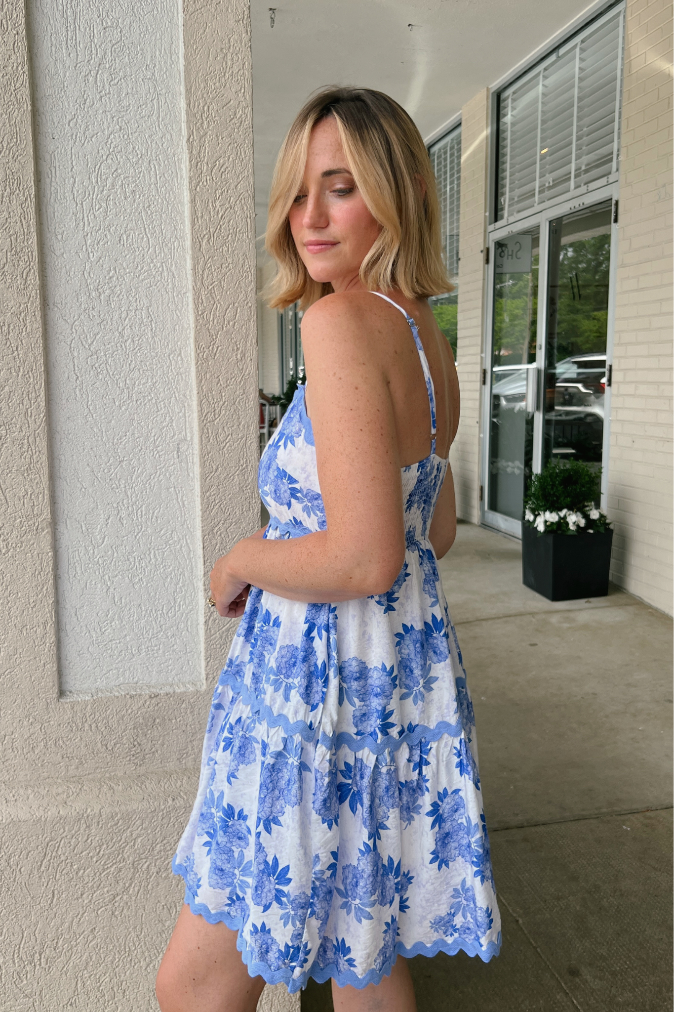 Entro | Blue Floral Tiered Mini Dress | Sweetest Stitch Shop Dresses