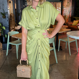 Mable | Green Short Sleeve Midi Dress | Sweetest Stitch Boutique