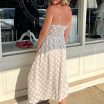 By Together | Taupe Polka Dot Midi Dress | Sweetest Stitch Boutique