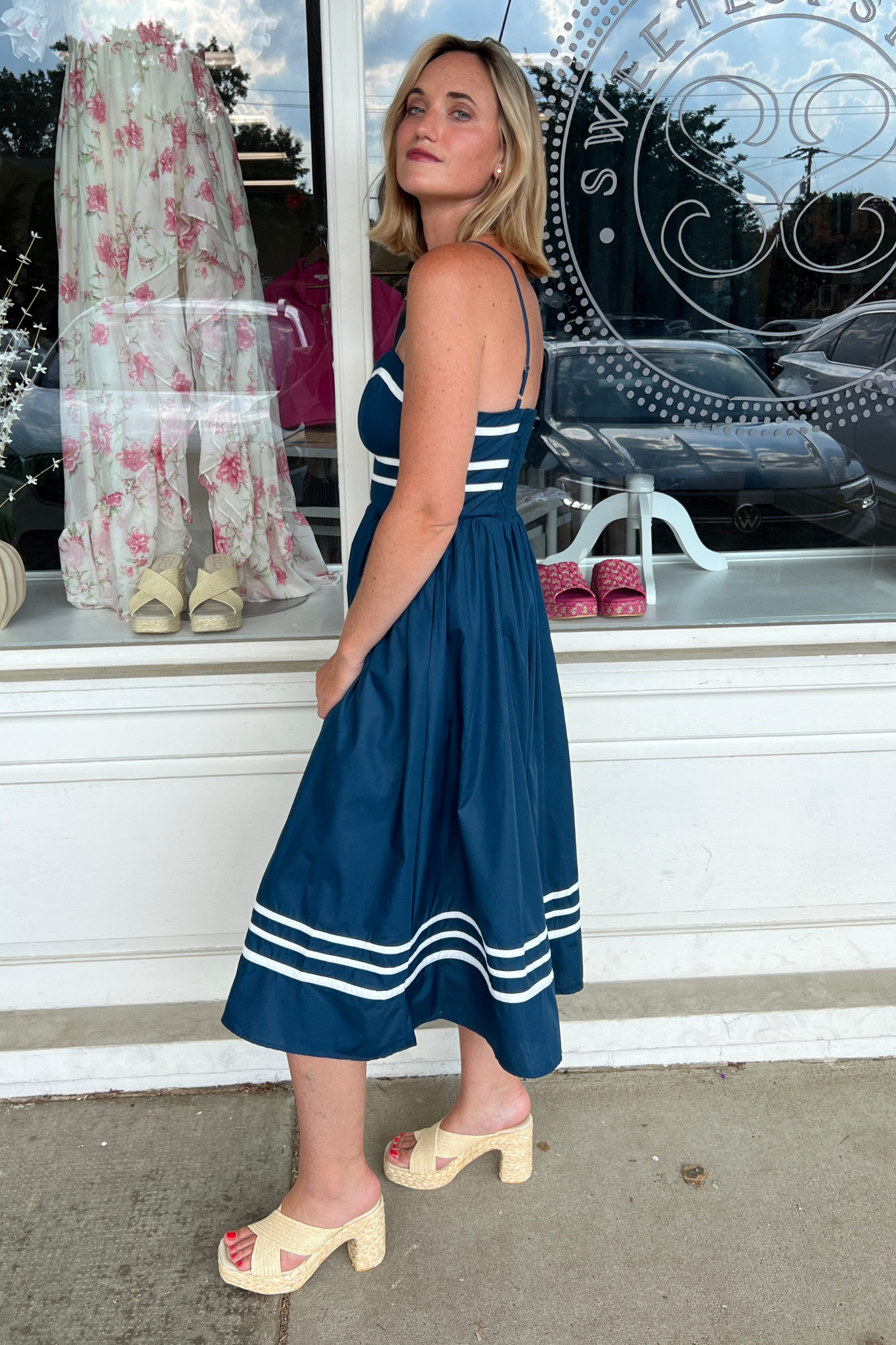 Entro | Navy Midi Dress | Sweetest Stitch Women's Boutique