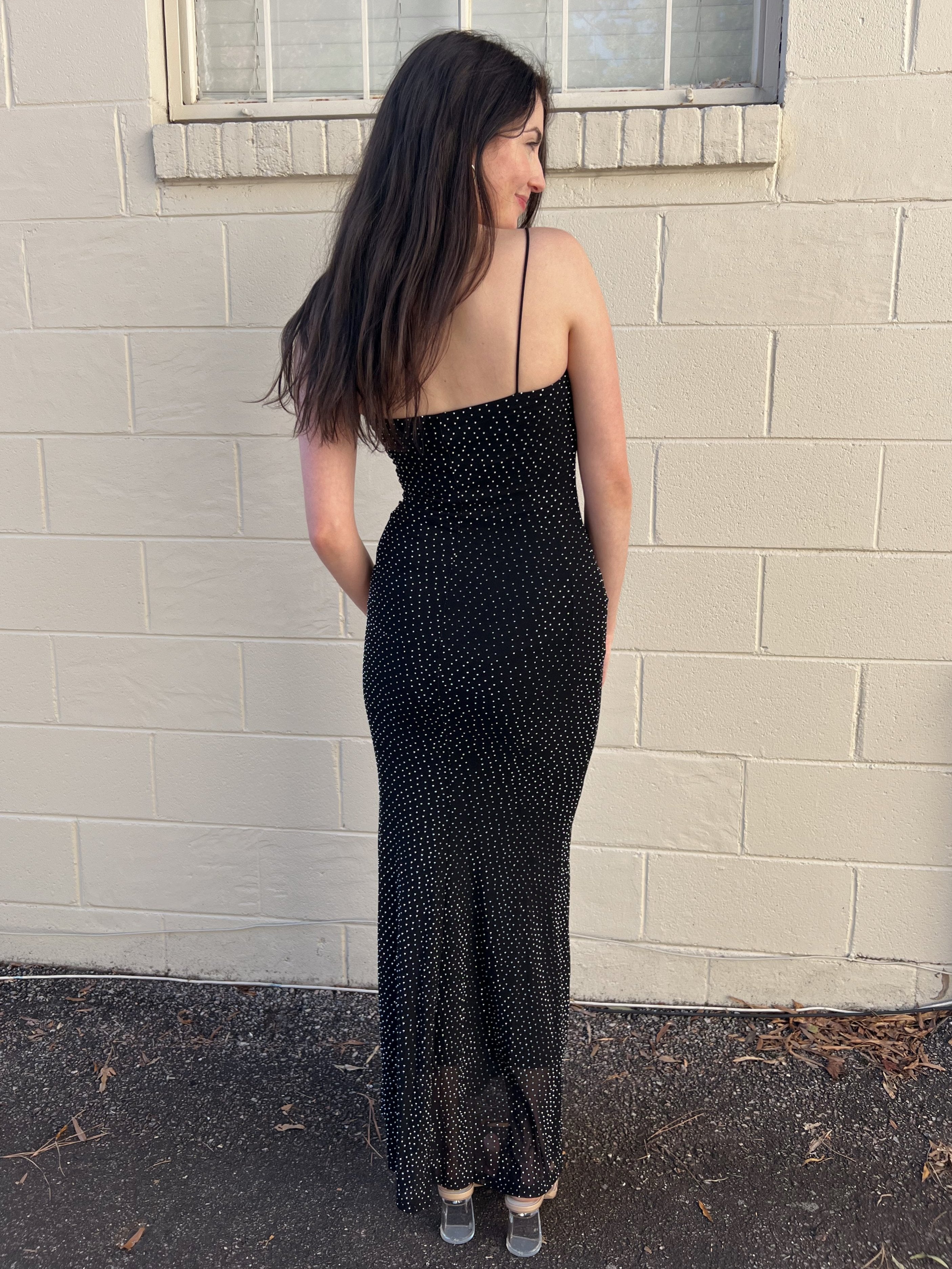 Klesis | Black Rhinestone Maxi Dress | Sweetest Stitch