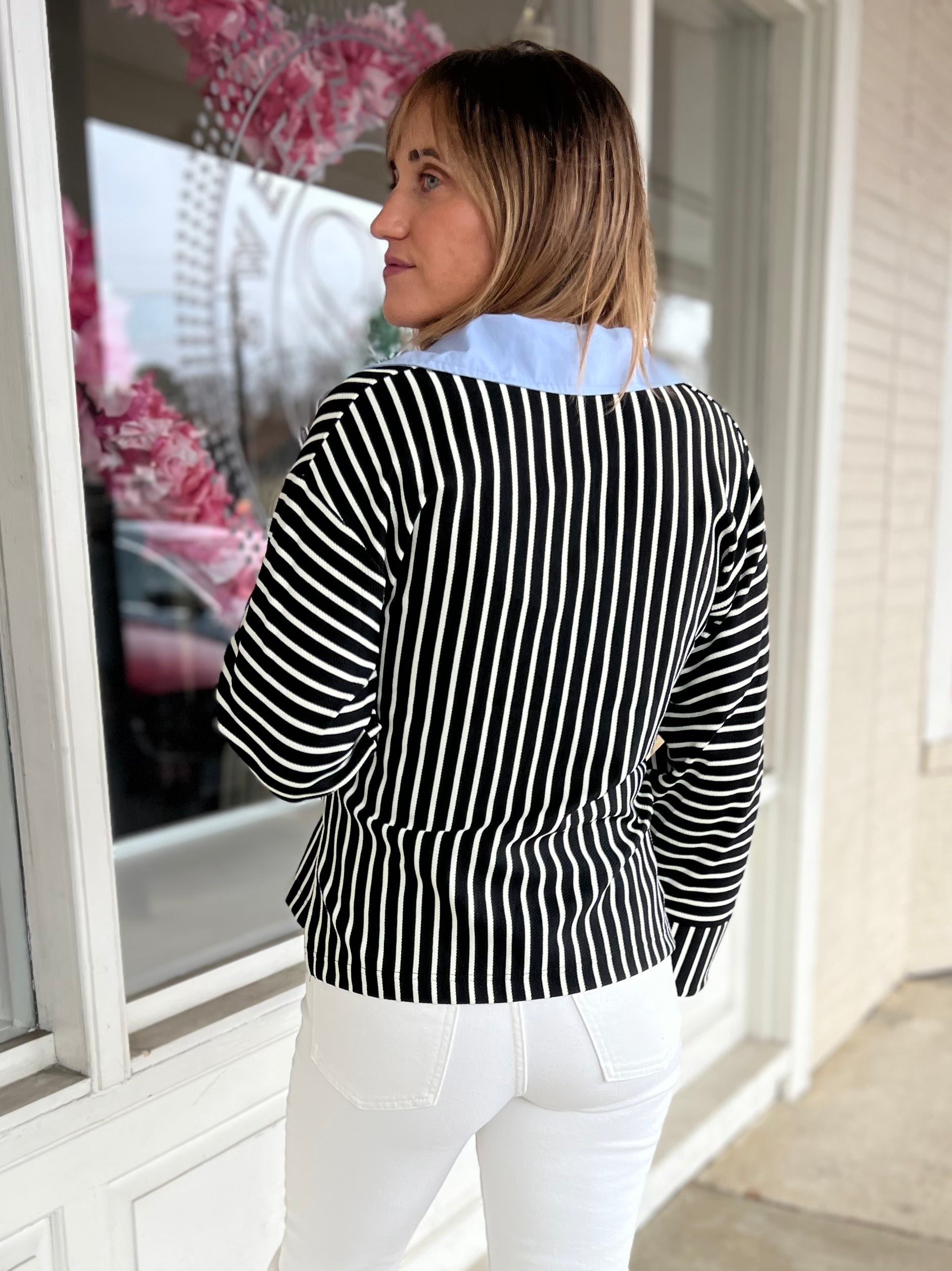 Entro | Bend The Rules Striped V-Neck Top | Sweetest Stitch