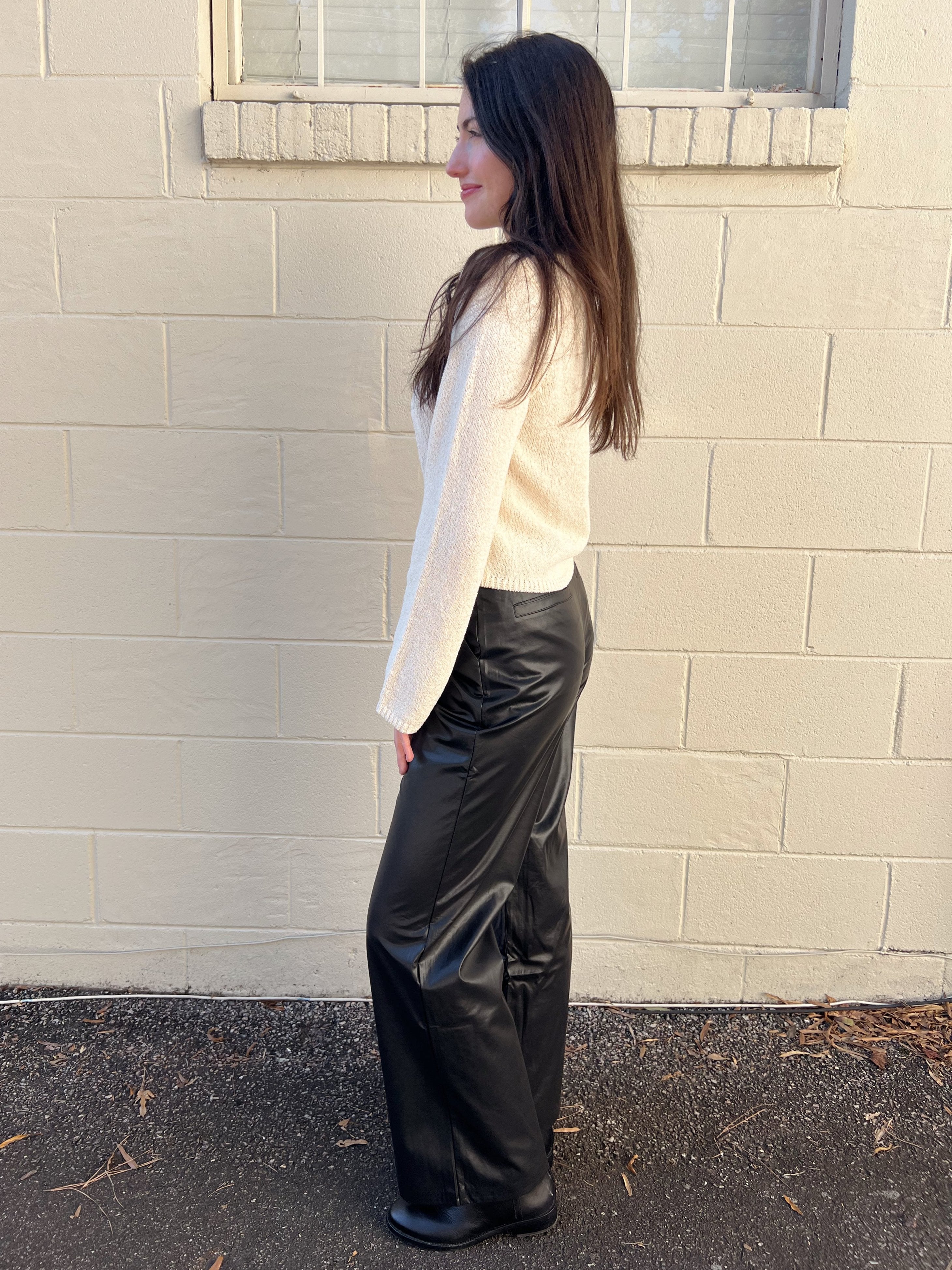 NIA | Black Faux Leather James Pants | Sweetest Stitch