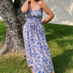 By Together | Blue Leaf Print Midi Dress | Sweetest Stitch Boutique