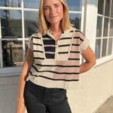 Entro | Striped Half Zip Knit Top | Sweetest Stitch Boutique