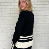 Miou Muse | Black & Cream Stripe Detail Top | Sweetest Stitch