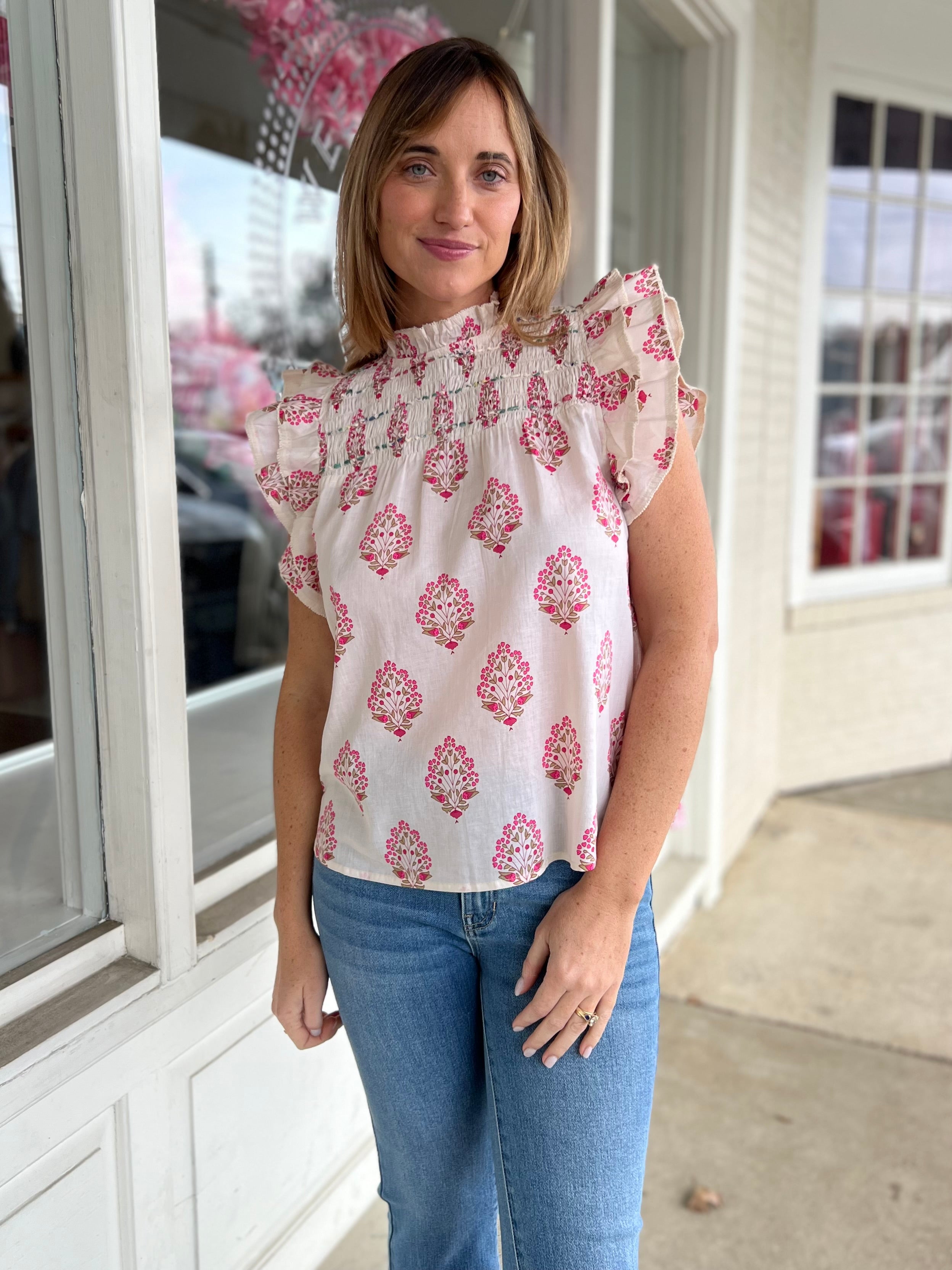 THML | Sophie Floral Ruffle Sleeve Top | Sweetest Stitch