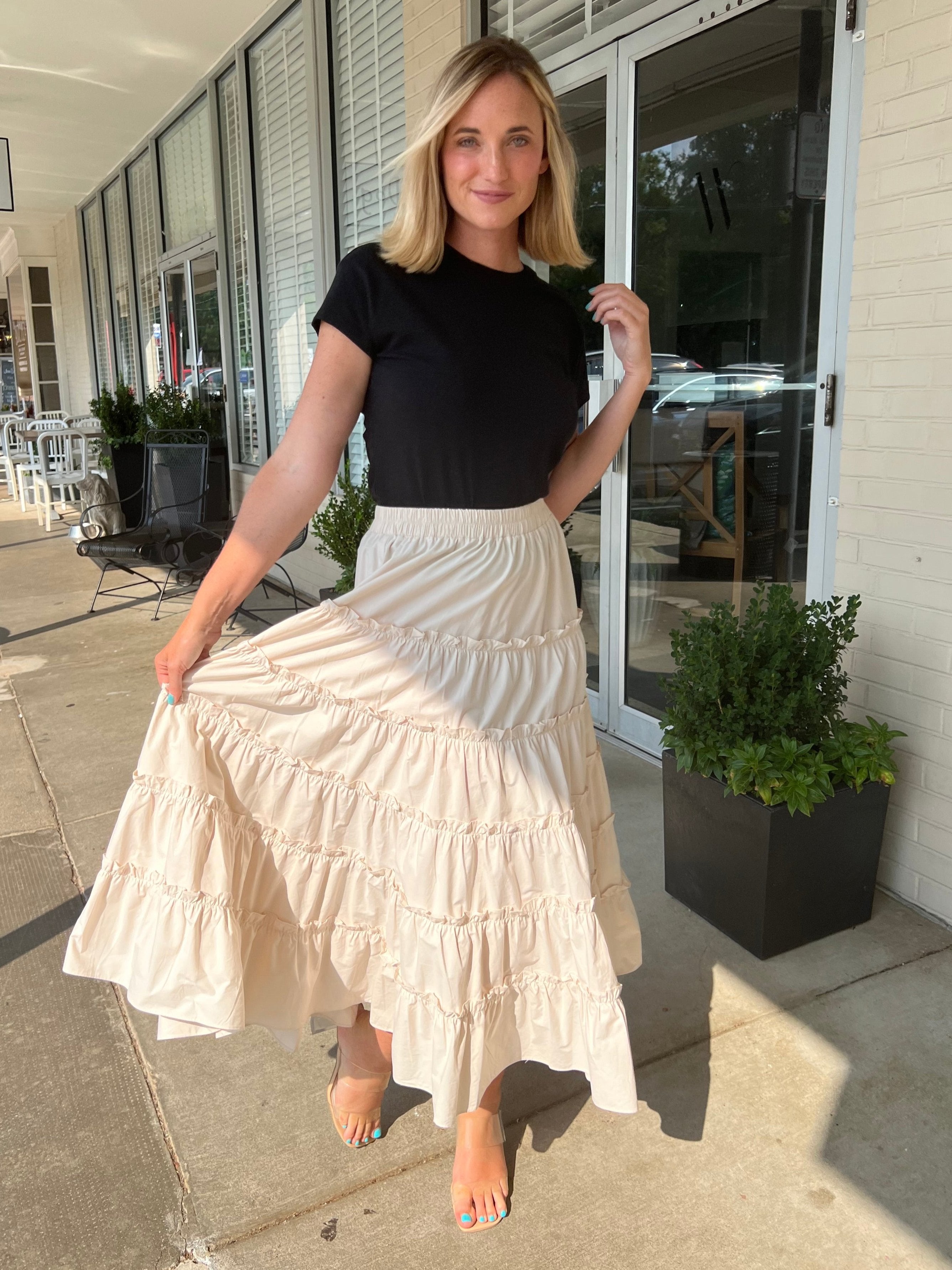 Sofie the Label | Cream Tiered Midi Skirt | Sweetest Stitch