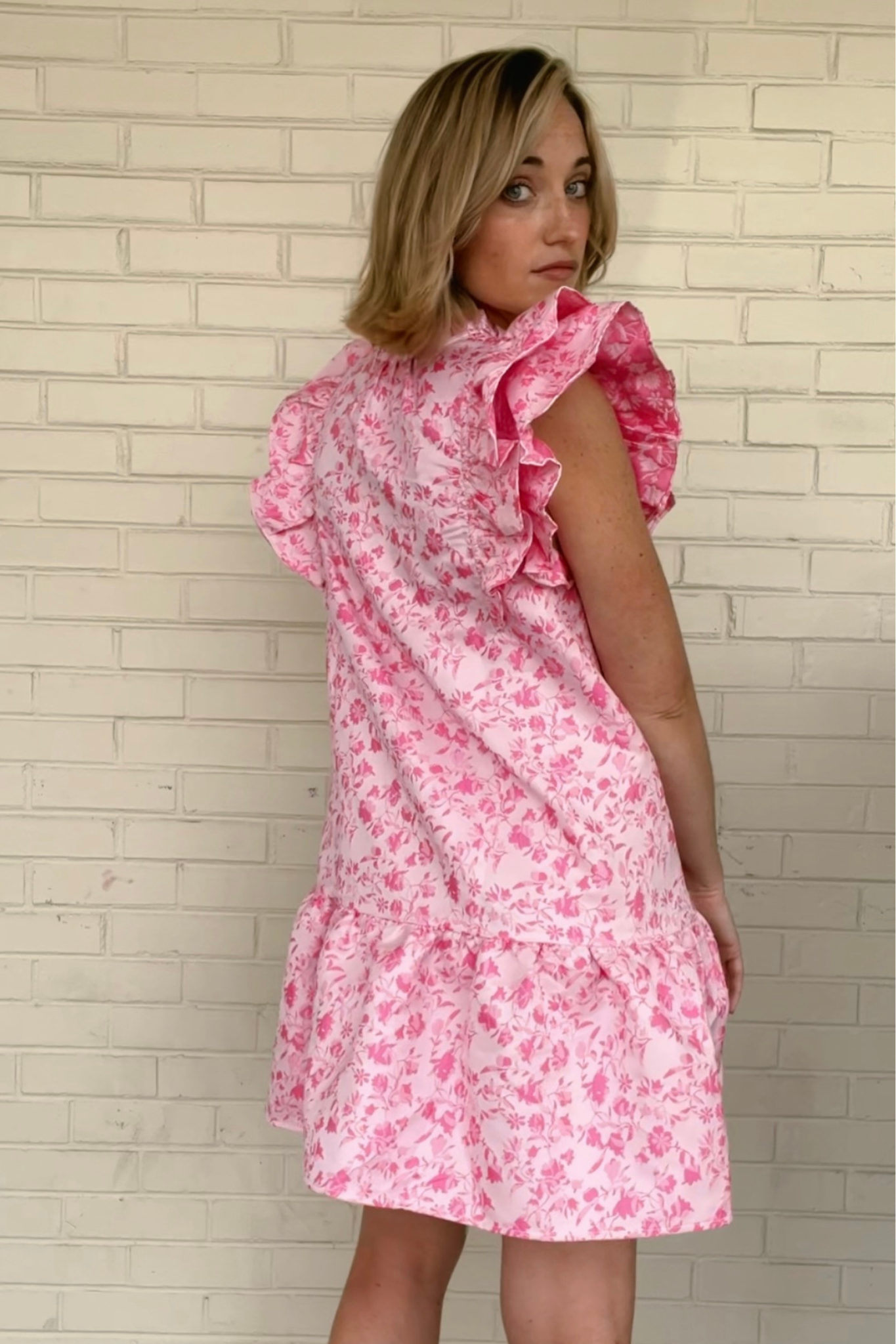 Entro | Pink Floral Ruffle Dress | Sweetest Stitch Shop Cute Dresses