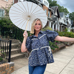 Entro | Navy Floral Puff Sleeve Top | Sweetest Stitch Richmond