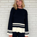 Miou Muse | Black & Cream Stripe Detail Top | Sweetest Stitch