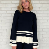 Miou Muse | Black & Cream Stripe Detail Top | Sweetest Stitch