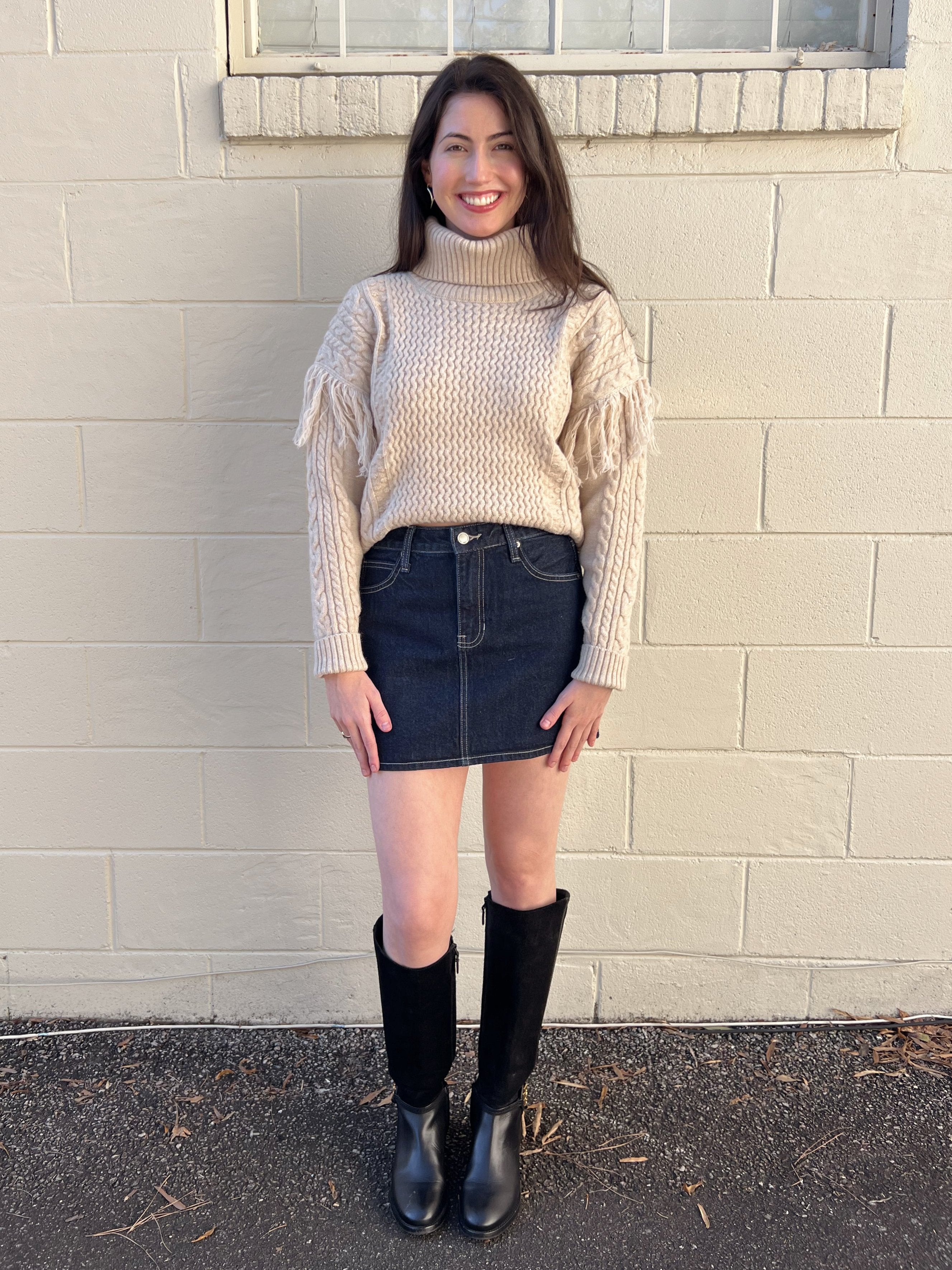 Dress Forum | Fringe Sleeve Sweater Oatmeal | Sweetest Stitch