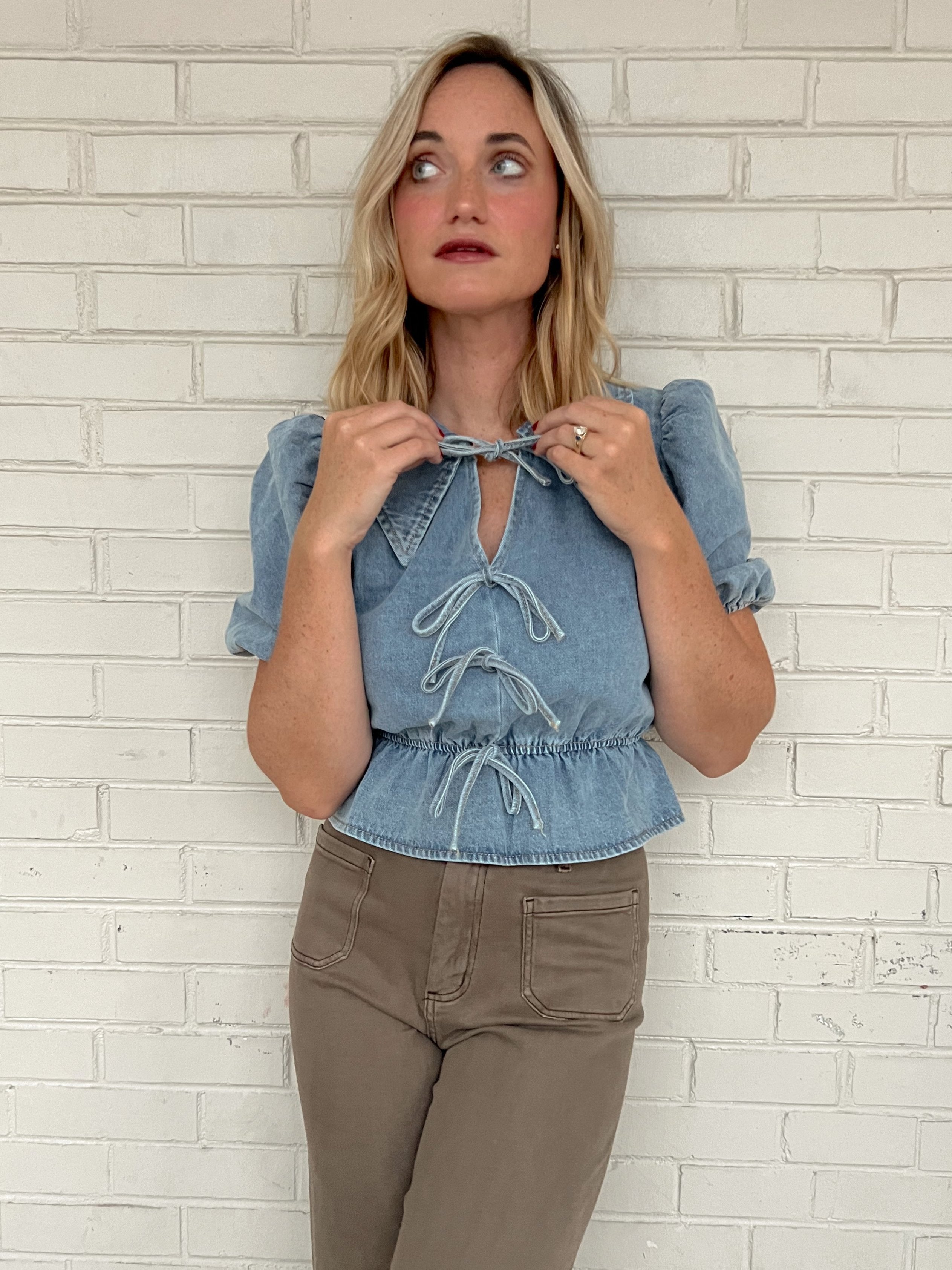 Sofie the Label | Ashton Denim Bow Blouse | Sweetest Stitch