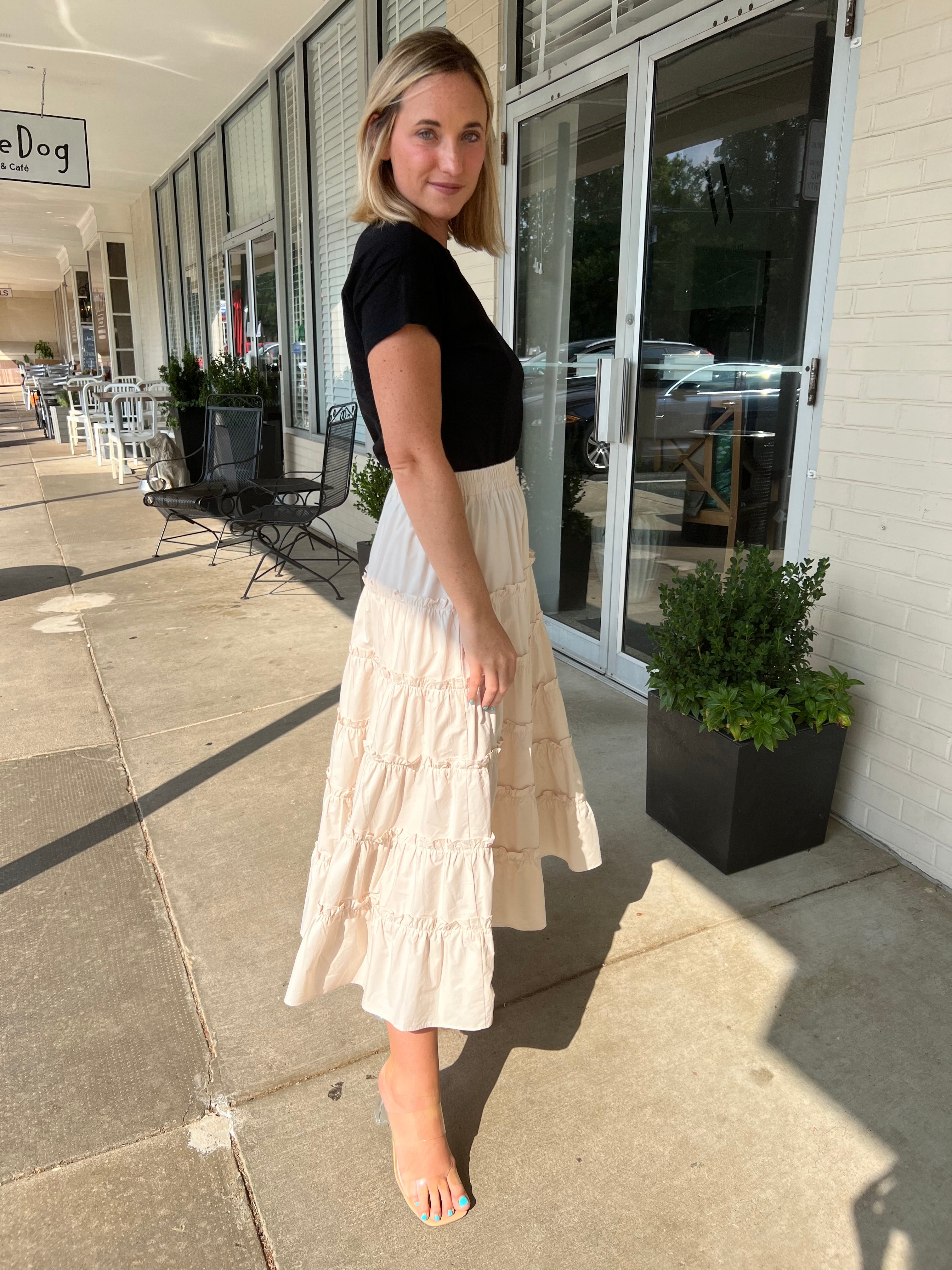 Sofie the Label | Cream Tiered Midi Skirt | Sweetest Stitch