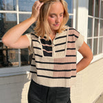 Entro | Striped Half Zip Knit Top | Sweetest Stitch Boutique