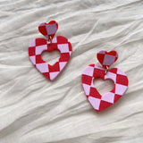 Checkered Heart Earrings