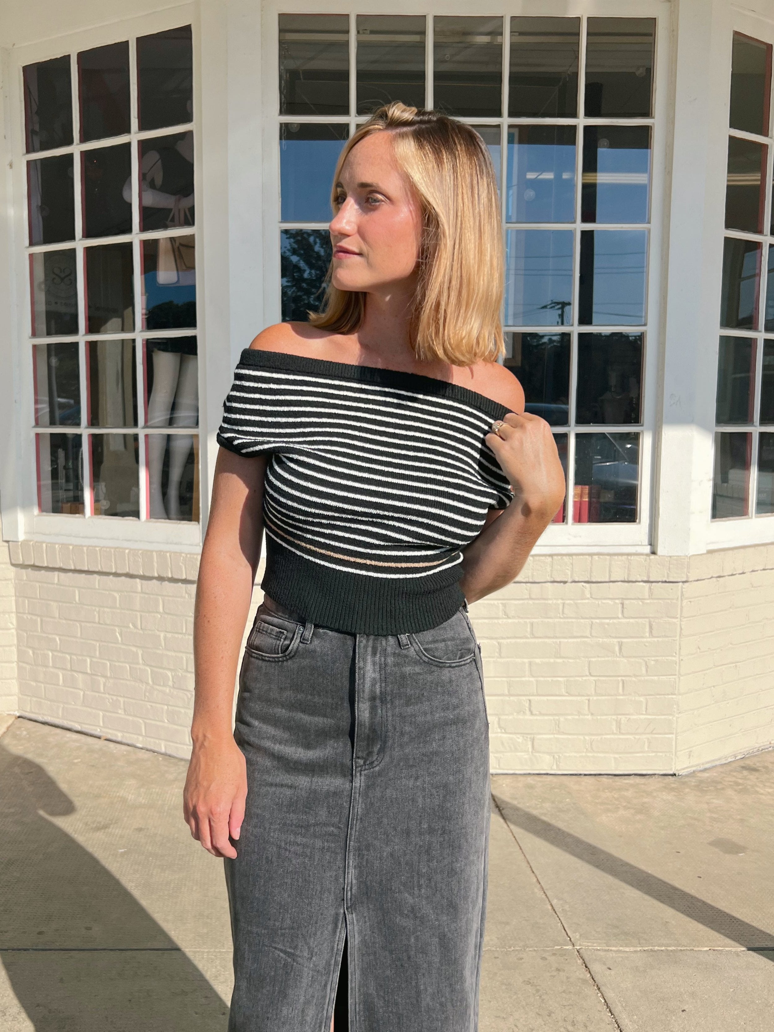 Klesis | Striped Off Shoulder Top | Sweetest Stitch Boutique