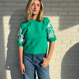 Feeling Festive Embroidered Knit Top