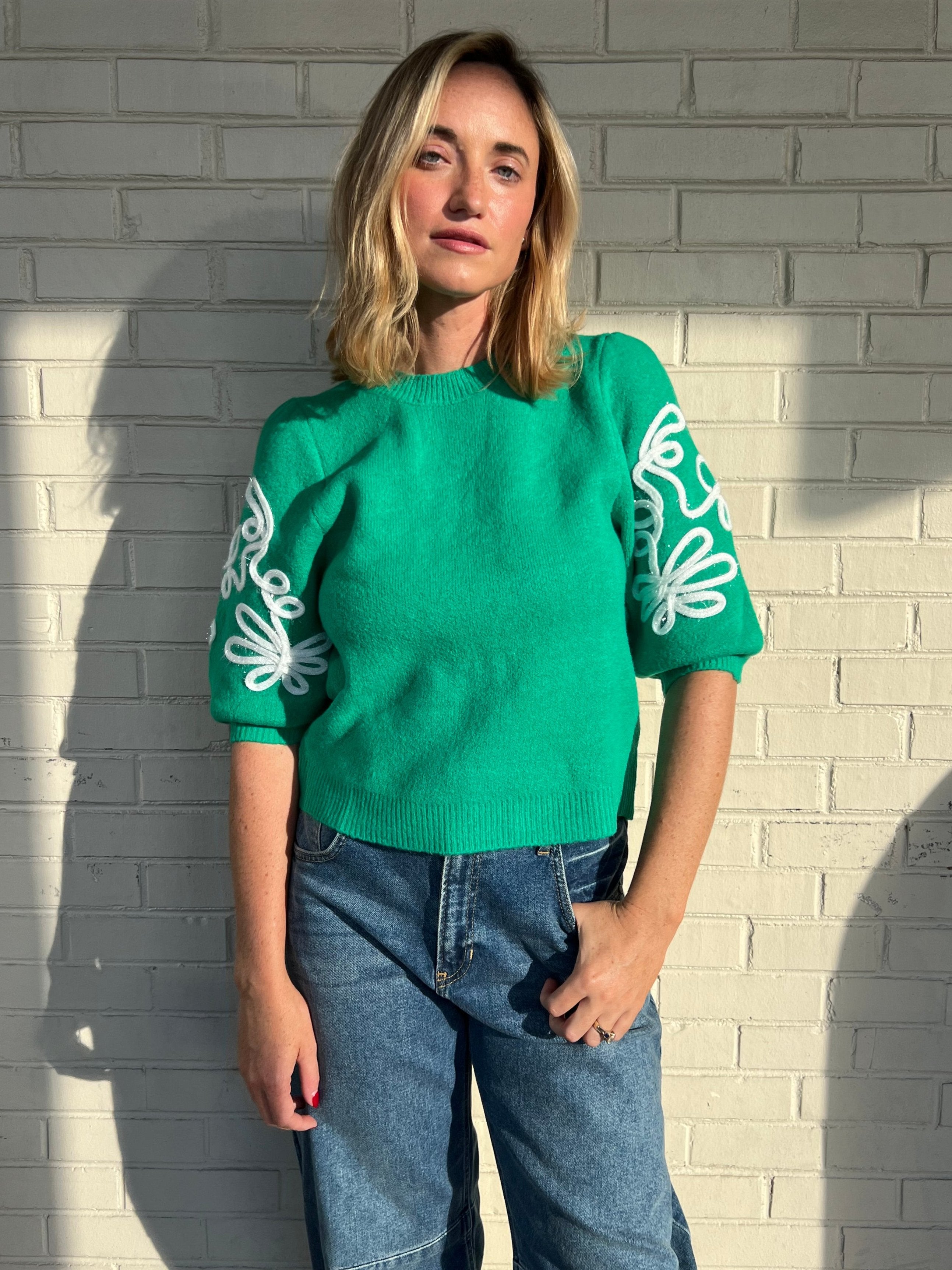 Feeling Festive Embroidered Knit Top