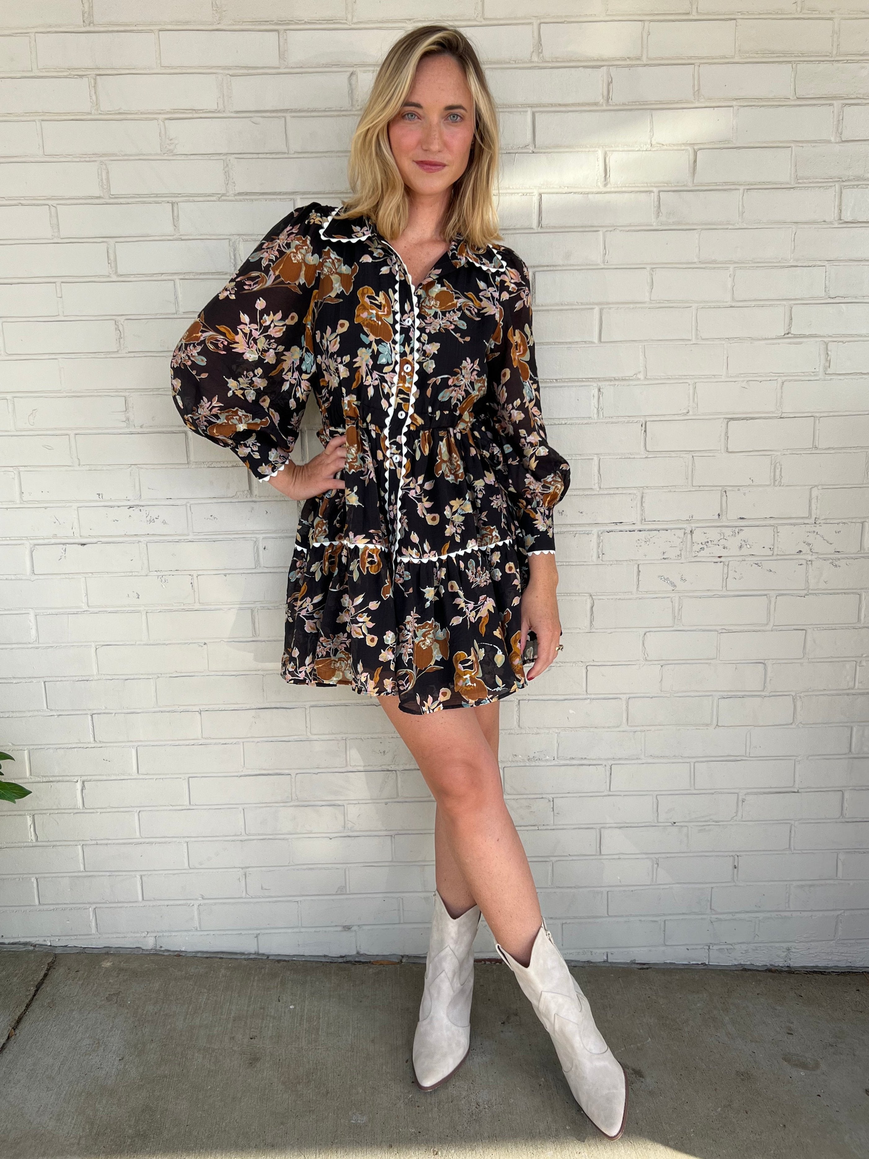 Entro | Long Sleeve Floral Mini Dress | Sweetest Stitch