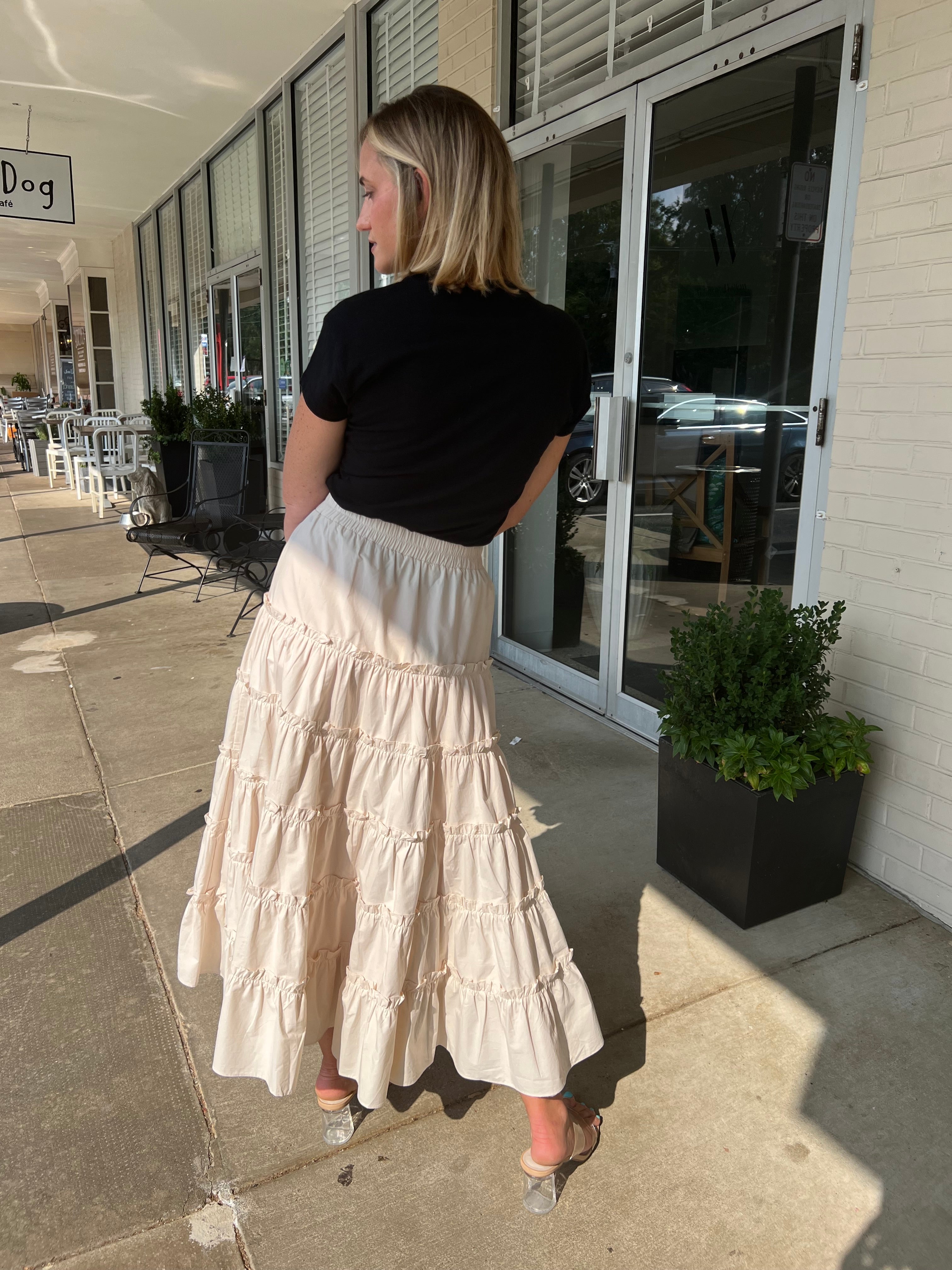 Sofie the Label | Cream Tiered Midi Skirt | Sweetest Stitch