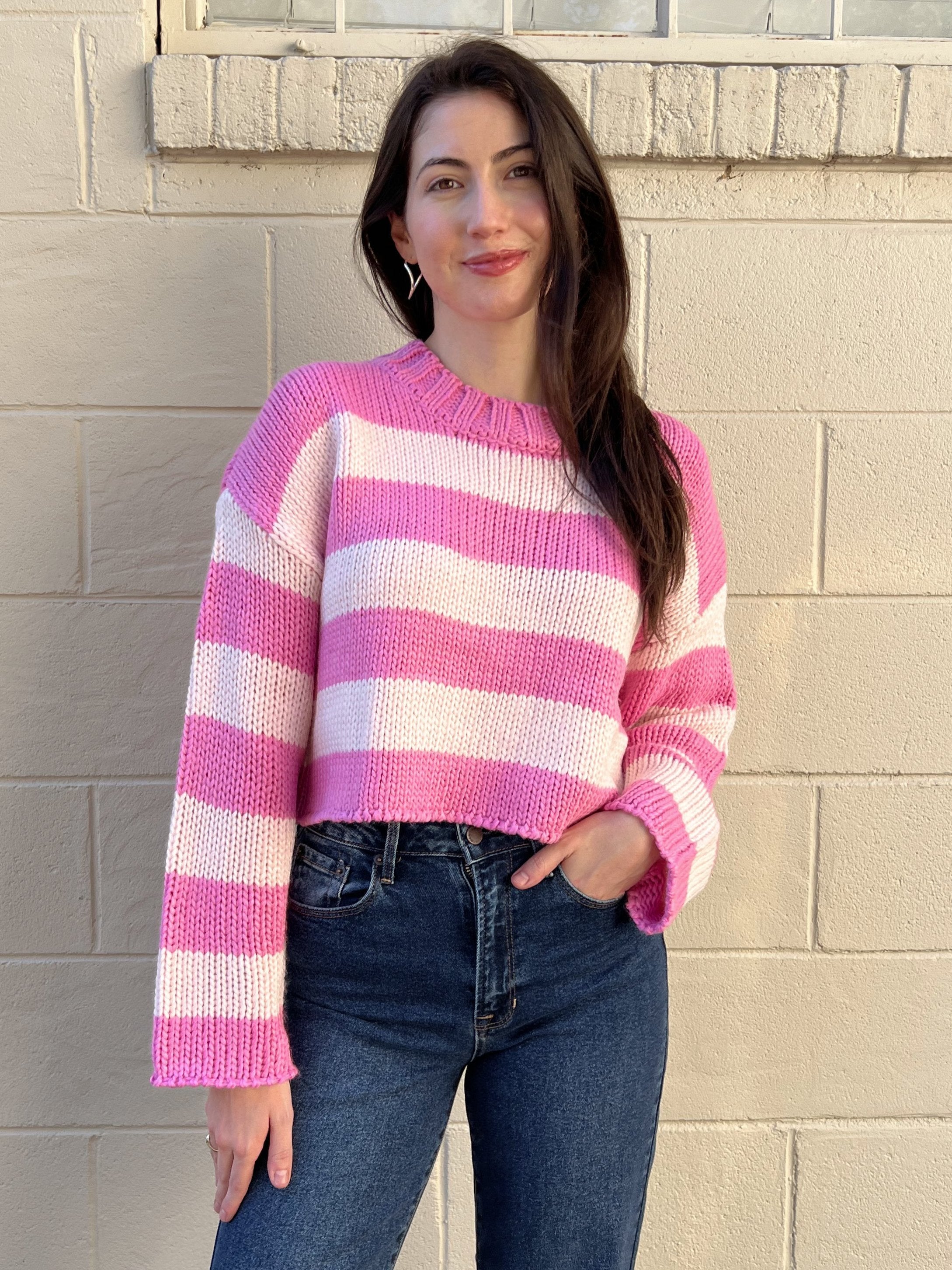 By Together | Pink Striped Charmer Sweater | Sweetest Stitch