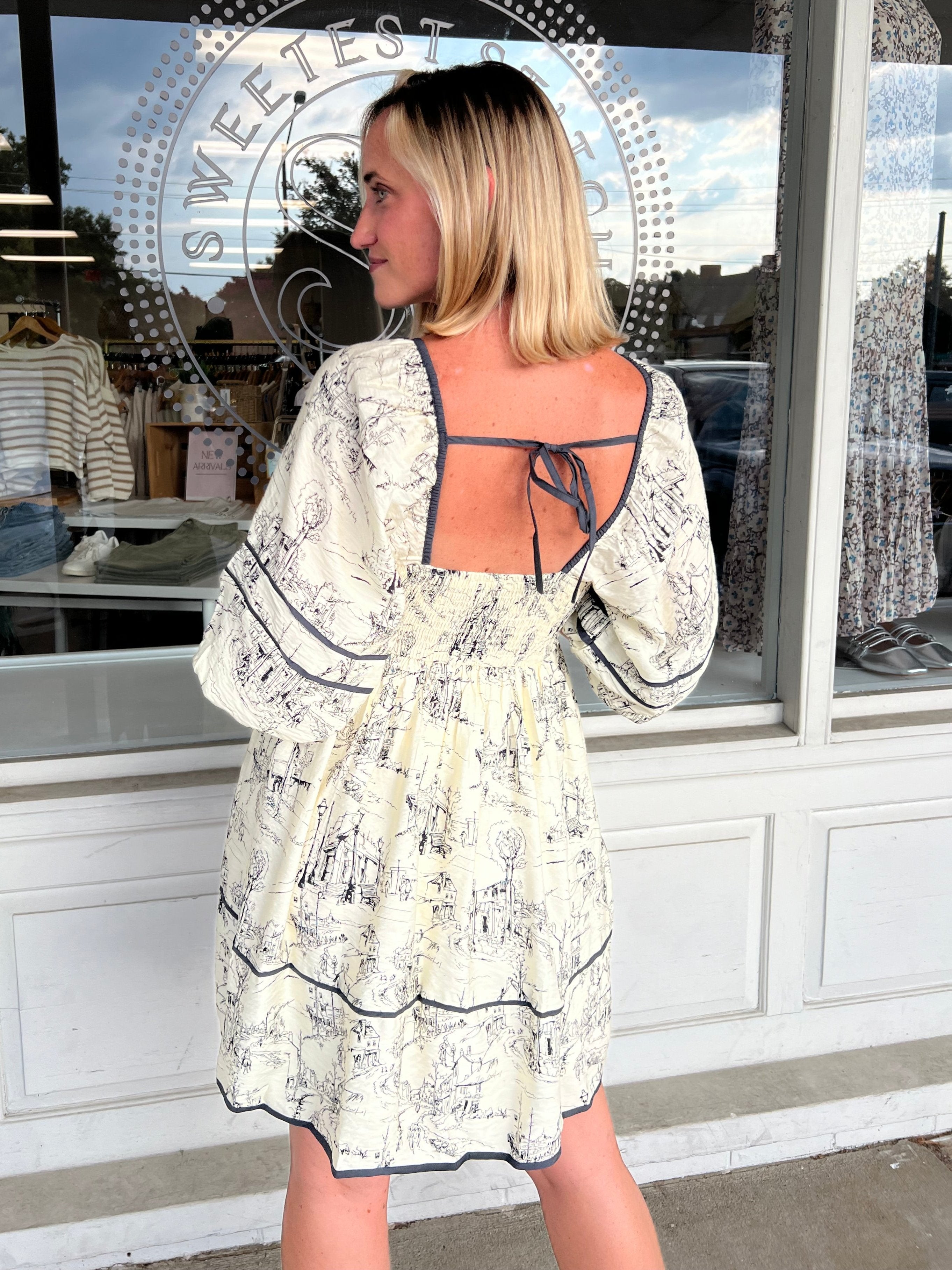 Entro | Cream Toile Mini Dress | Sweetest Stitch Boutique