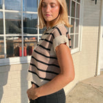 Entro | Striped Half Zip Knit Top | Sweetest Stitch Boutique