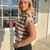 Entro | Striped Half Zip Knit Top | Sweetest Stitch Boutique