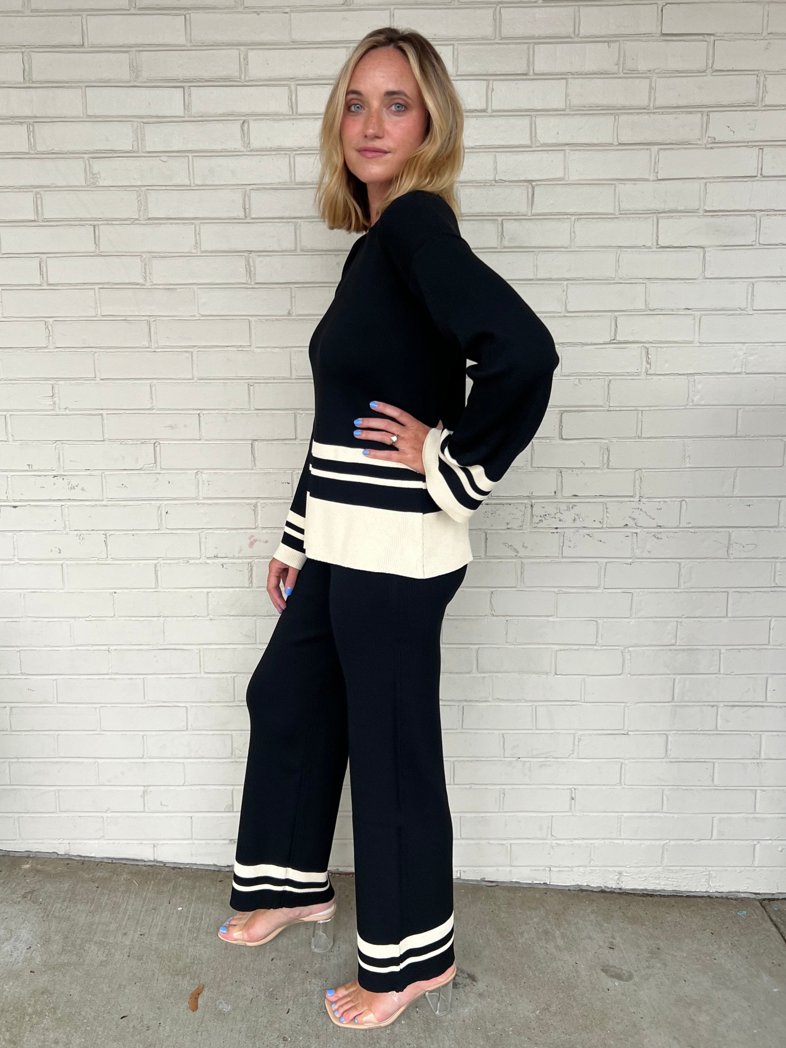 Miou Muse | Striped Wide Leg Elastic Pants | Sweetest Stitch